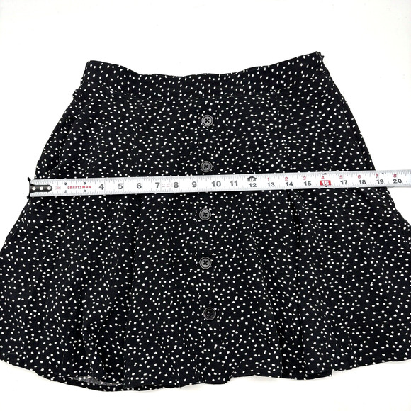 ModCloth Black White Polka Dot Elastic Waist A-Line Button Front Skirt M 14x16.5 - Picture 7 of 11